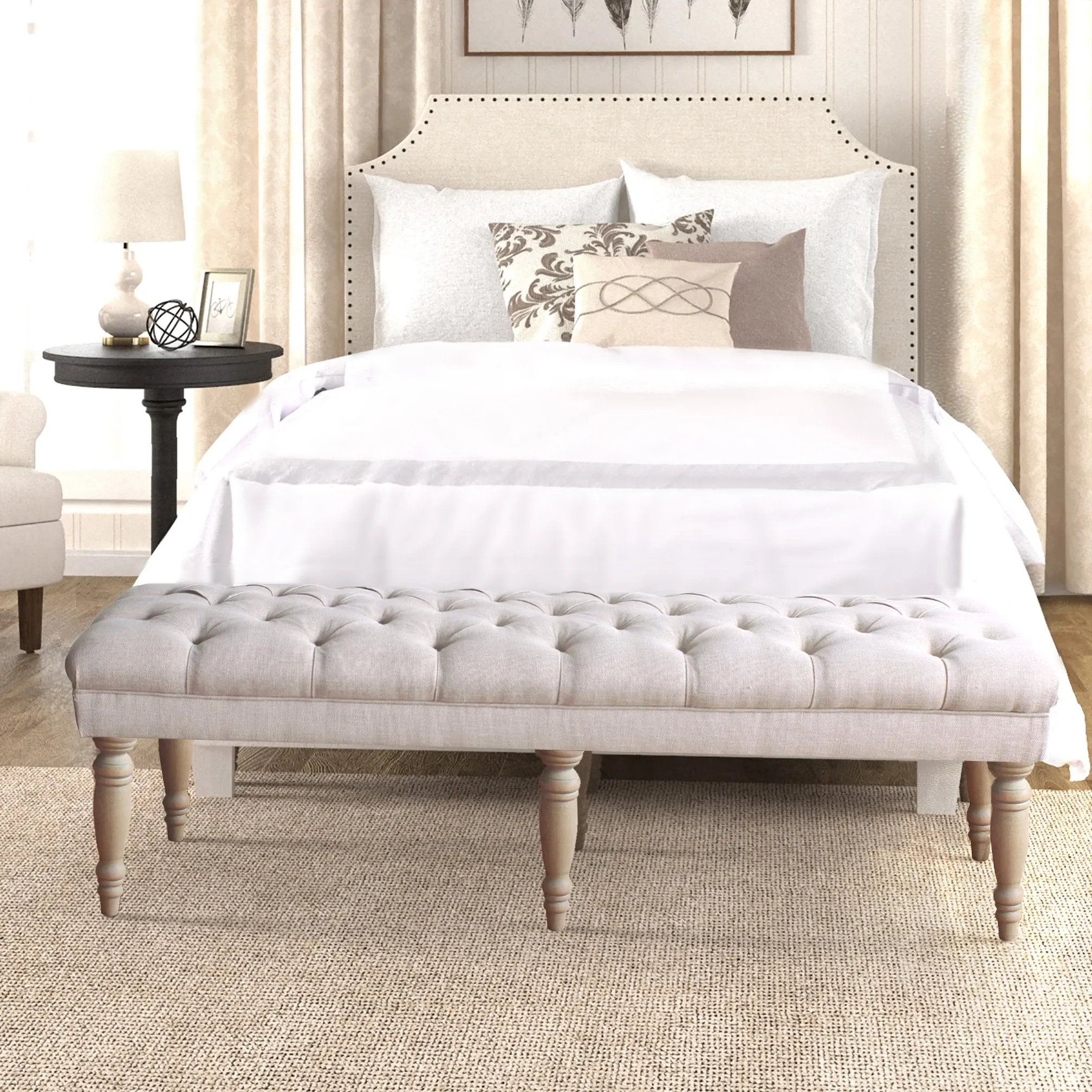 Classic Tufted Bench - Natural