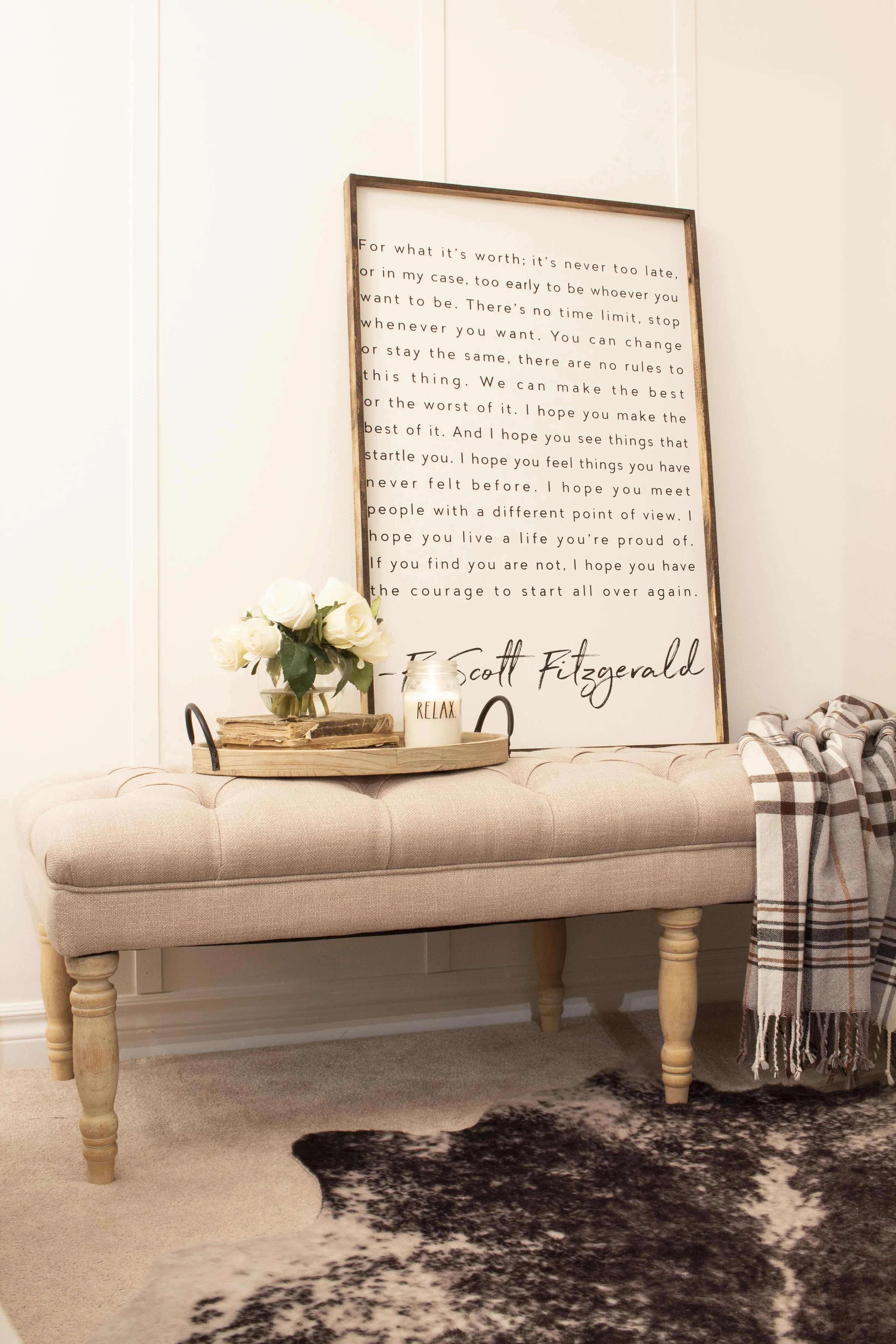 Classic Tufted Bench - Natural