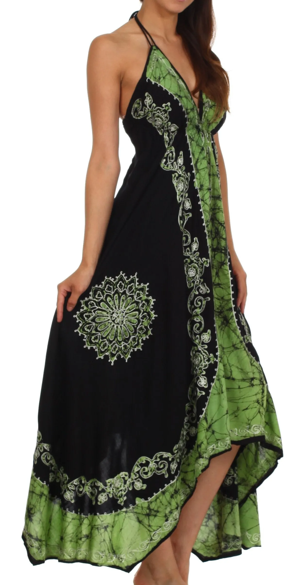 Sakkas Serenity Embroidered Batik Halter Dress
