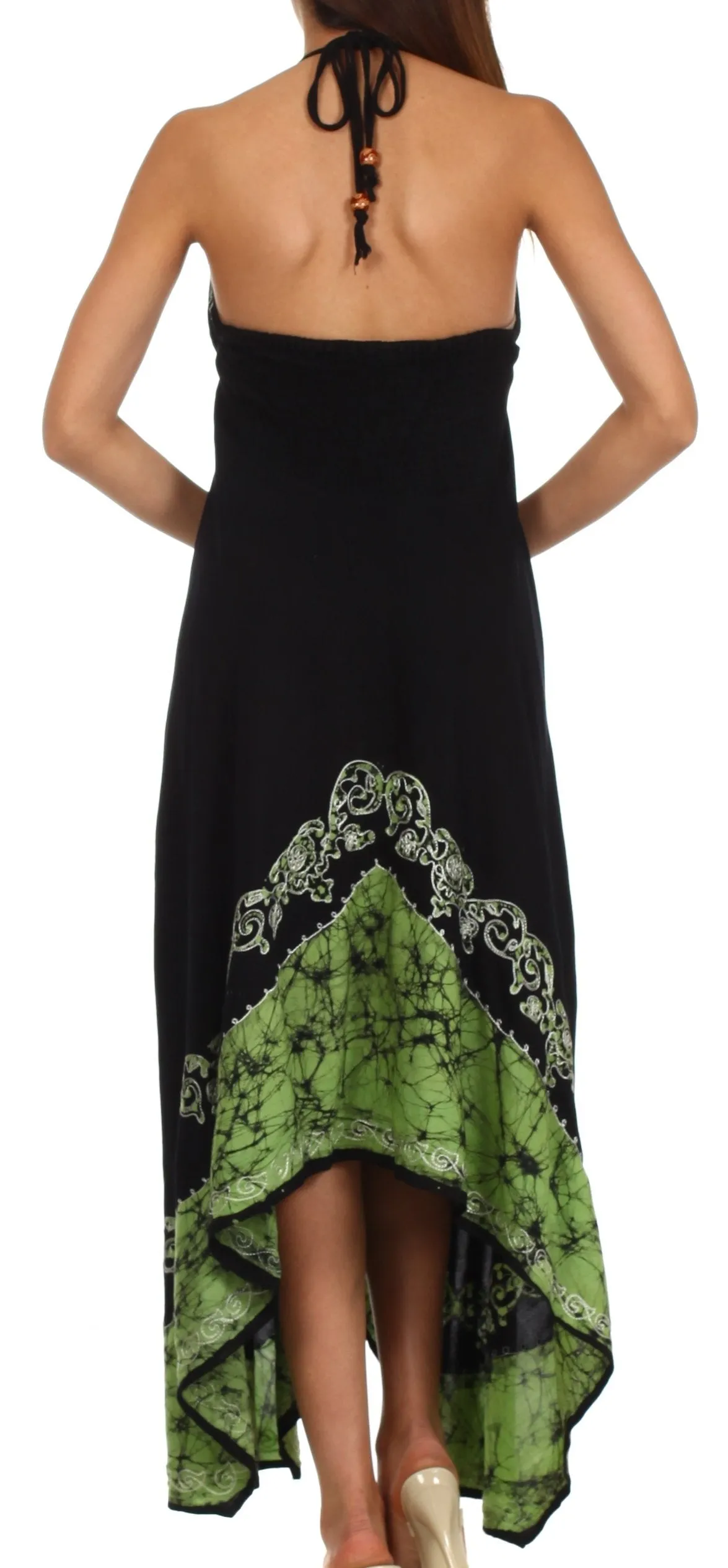 Sakkas Serenity Embroidered Batik Halter Dress