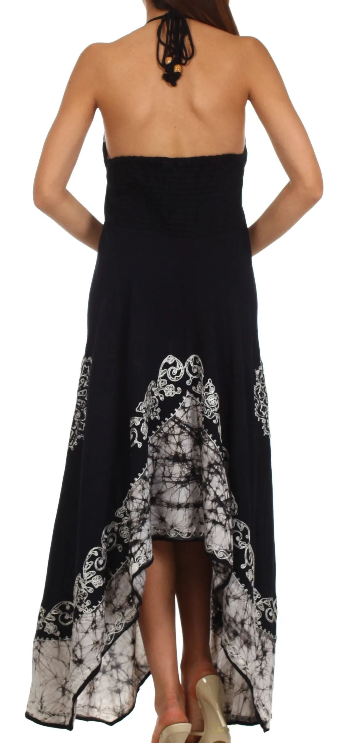 Sakkas Serenity Embroidered Batik Halter Dress