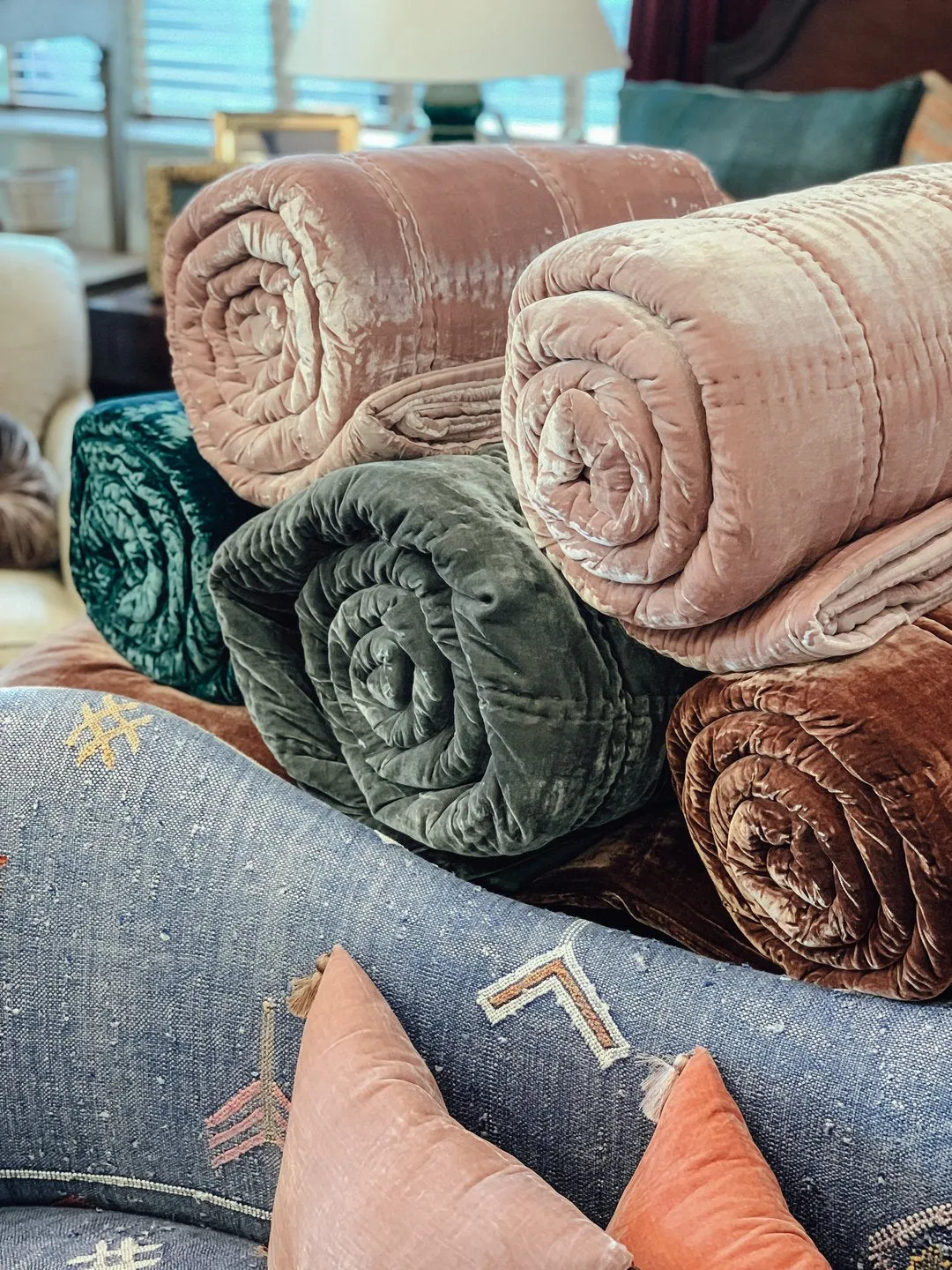 Taupe Silk Velvet Coverlet